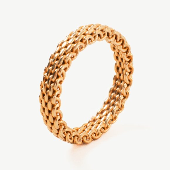 Tiffany Somerset Mesh Ring 18K Yellow Gold Au 750 - Picture 2 of 4